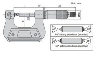 CALIBRE MICROMETRO 60° RANGO 25MM INSIZE