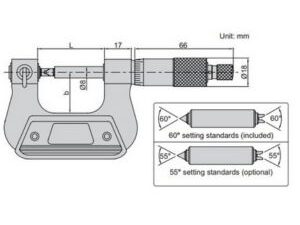 CALIBRE MICROMETRO 60° RANGO 50MM INSIZE