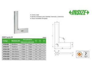 ESCUADRA BISELADA 200MM 90 GRADOS INSIZE