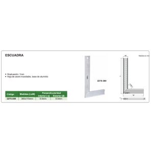 ESCUADRA GRADUADA ALUMINIO 300MM INSIZE