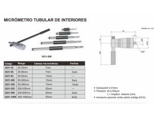 MICROMETRO INTERIOR DE TUBO 50-63MM INSIZE