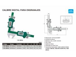 PIE DE METRO DIGITAL MEDIDOR DE ENGRANAJES 1181-M50A INSIZE