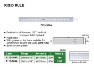 REGLA RIGIDA GRADUADA 600MM INSIZE